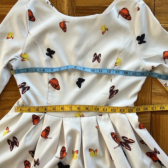 Vintage Bespoke Butterfly Print Fit and Flare Dress M EUC - Picture 10 of 13